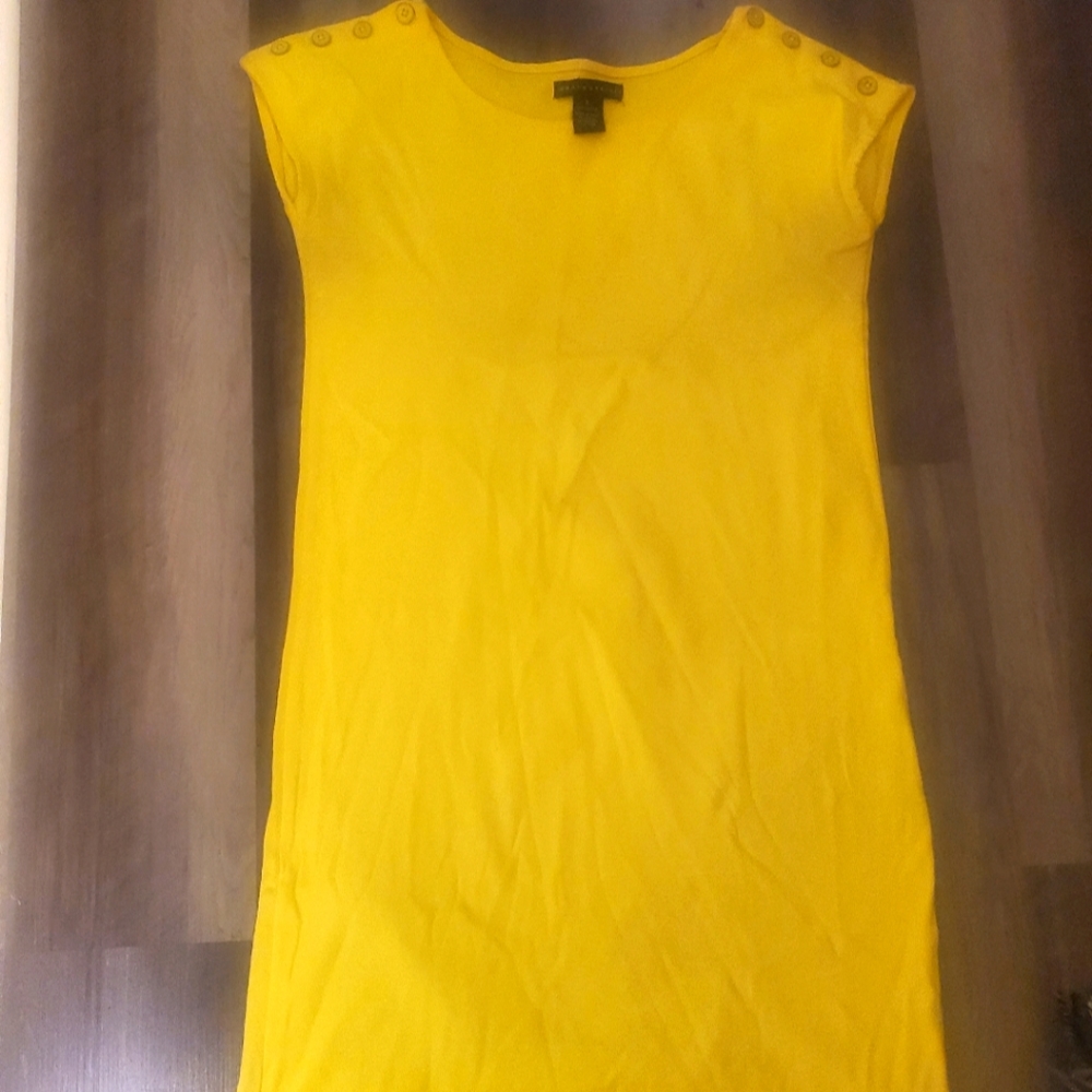 Yellow cotton button shoulder dress